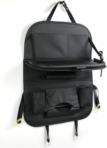 Foldable Car Back Seat Organiser Leather Storage Bag Table Tray Cup Holder