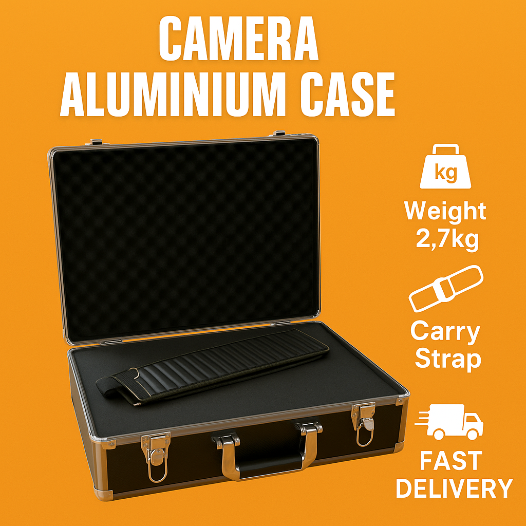 Camera Aluminium Hard Case with Foam Insert & Carry Strap – Large & Lockable-NEW