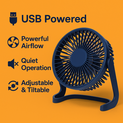 USB Small Cooling Fan – Quiet, Powerful Desk Fan with Adjustable Tilt-NEW
