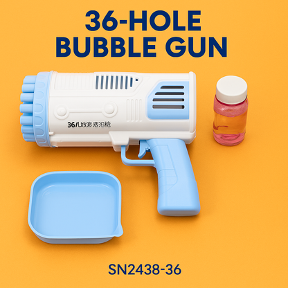 36-Hole Bubble Gun – Bazooka Bubble Machine Toy for Kids Blue-NEW