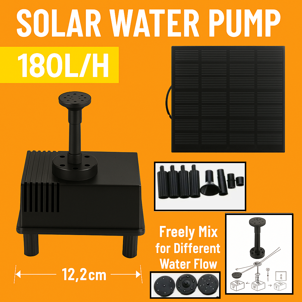 Solar Powered Water Pump for Pond & Garden Fountains with Filter-New