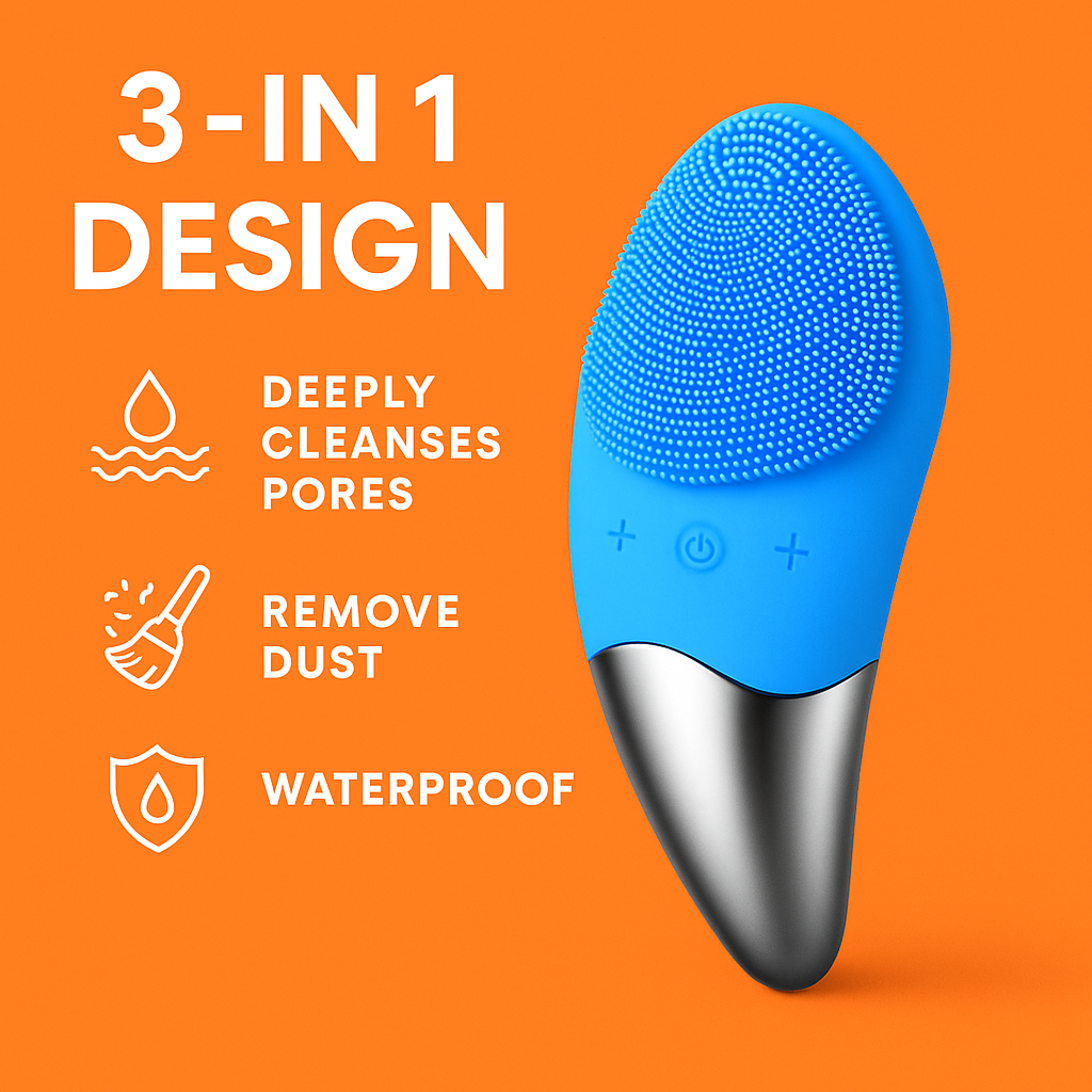 Facial Massager Brush Silicone Face Cleansing Electric Scrubber Skin Cleaner AU-NEW