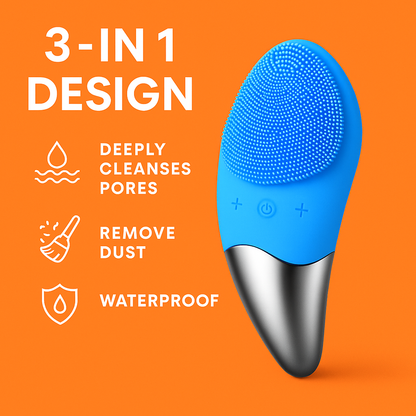 Facial Massager Brush Silicone Face Cleansing Electric Scrubber Skin Cleaner AU-NEW