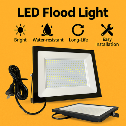 LED Flood Light 300W IP66 Outdoor Spotlight 240V Cool White AU Plug-NEW
