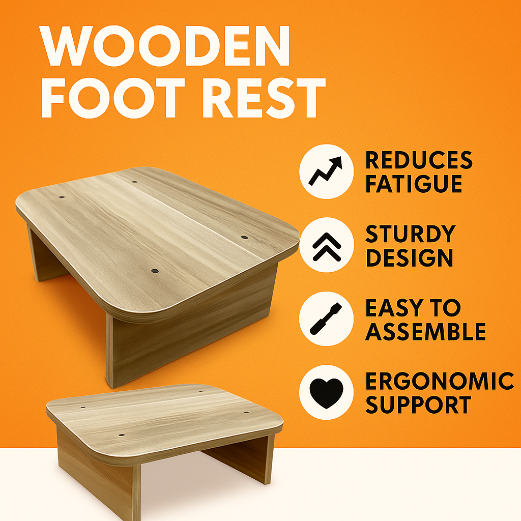 Wooden Non-Slip Desk Foot Rest Stool-NEW