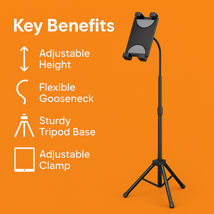 LIUGAST Tripod Stand for Tablet and Smartphone with Adjustable Height-NEW