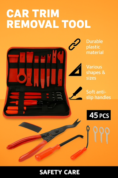 45PCS Car Trim Removal Tool Kit – Auto Interior Pry Bar, Dash, Door Panel Set -New