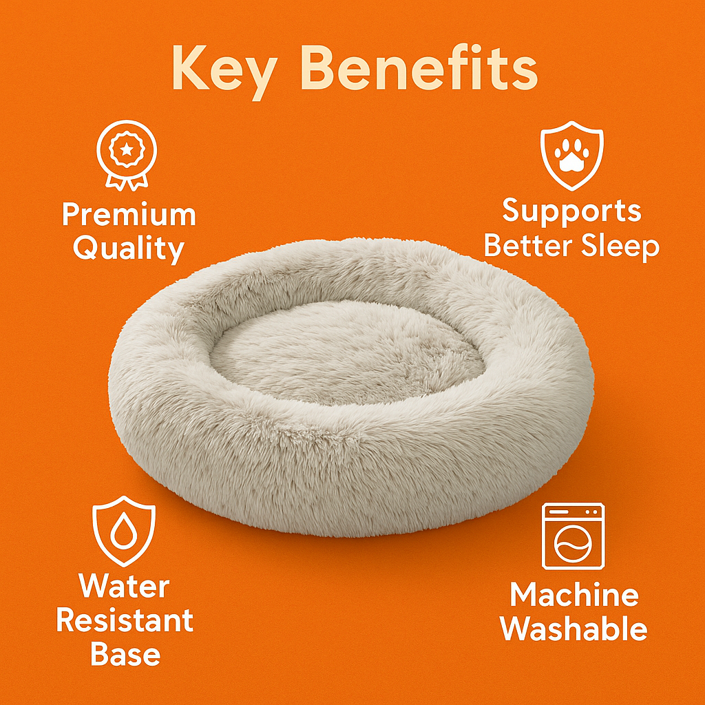 Pet Calming Plush Bed for Cats & Dogs | Snuggle Donut Bed 110×27 CM-NEW