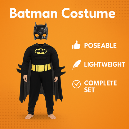 Batman Costume for Kids Muscle Cosplay Suit & Mask-New