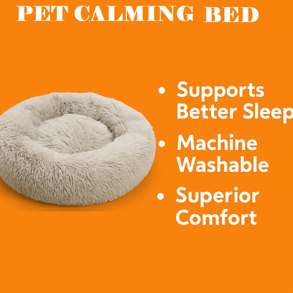 Pet Calming Donut Bed – Soft Plush Nest for Dogs & Cats (70cm)-New