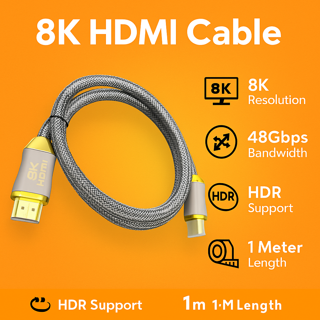 8K HDMI 2.1 Braided Cable-New