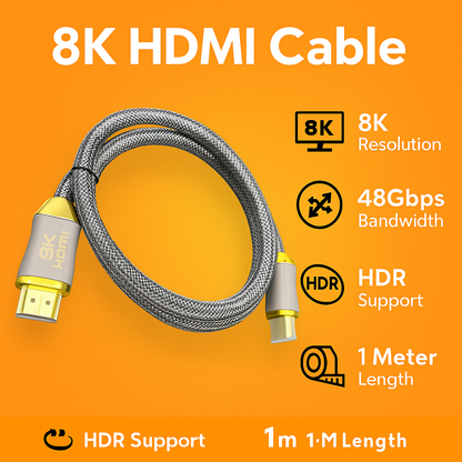 8K HDMI 2.1 Braided Cable-New
