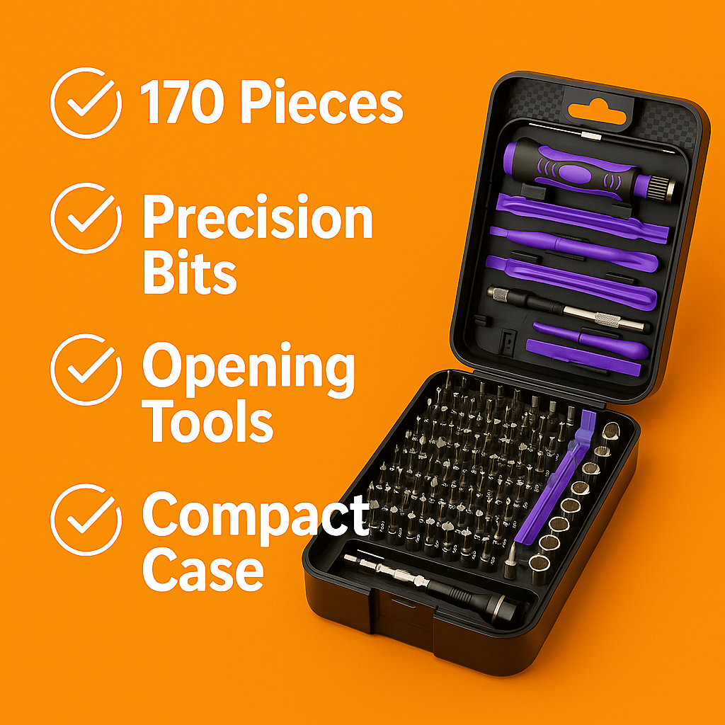 170-in-1 Precision Screwdriver Set – Electronics Repair Tool Kit (Black & Purple)-NEW