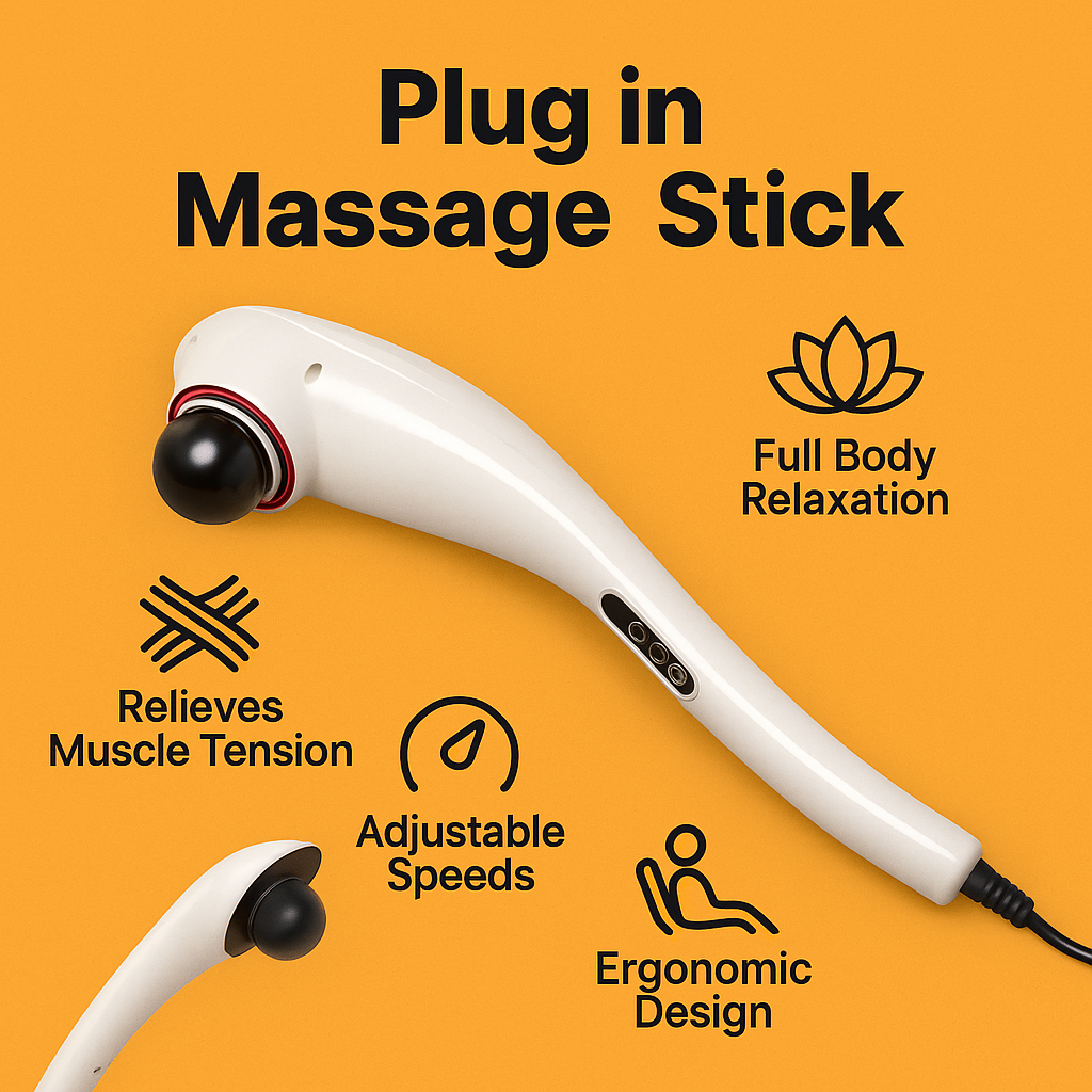 Electric Handheld Massager with 8 Heads – Full Body Vibration Massager for Back, Neck, Legs & Feet-NEW