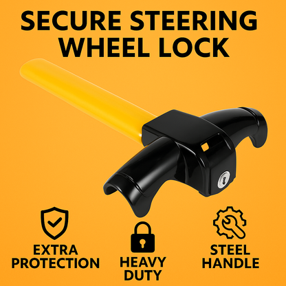 Universal Heavy Duty Anti-Theft Steering Wheel Lock – Rotary Security for Cars & Vans-NEW
