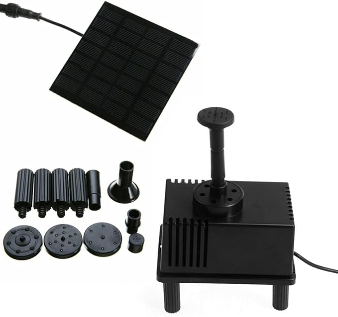 Solar Powered Water Pump Pond Garden Submersible Fountains + Sponge Filter