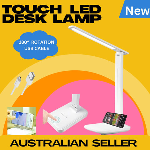 Touch LED Desk Lamp Bedside Study Reading Table Light Dimmable USB Rechargeable
