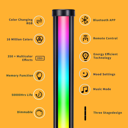 150CM RGB LED Floor Corner Lamp with Bluetooth App & Remote Control-NEW