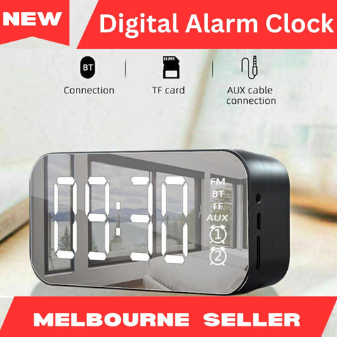 Digital Alarm Clock FM Radio Bluetooth Speaker Wireless Night Light LED Display