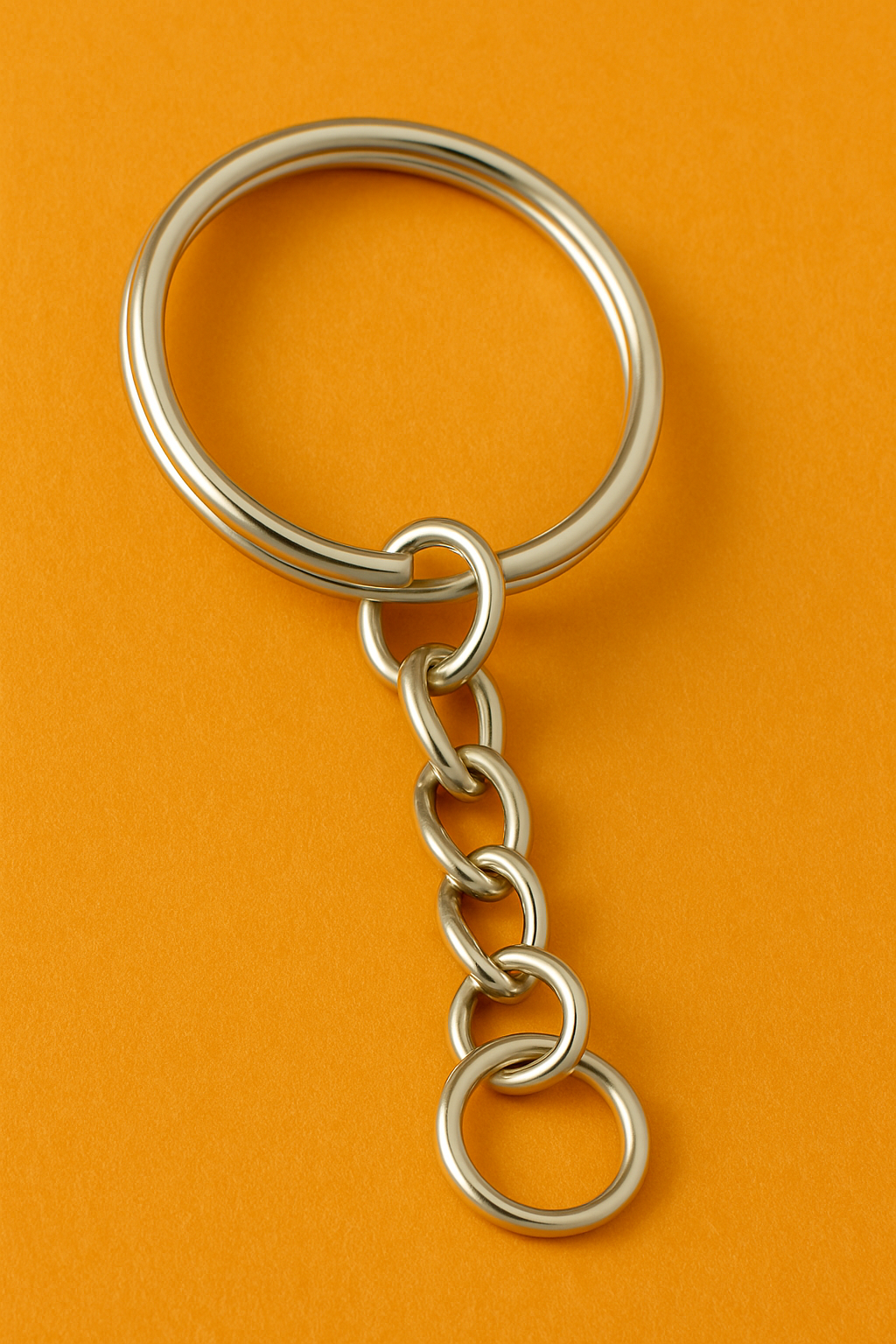 100 Pcs Bulk Split Metal Key Rings with Link Chains – Silver Alloy-NEW