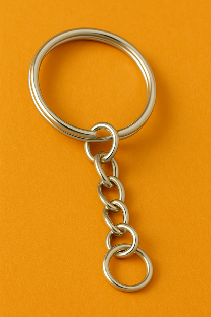 100 Pcs Bulk Split Metal Key Rings with Link Chains – Silver Alloy-NEW