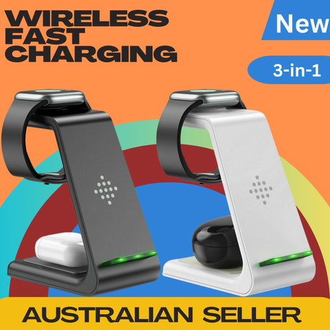 Wireless Charger Dock Charging Station 3 in 1 For Apple Watch iPhone 13 12 11 XS