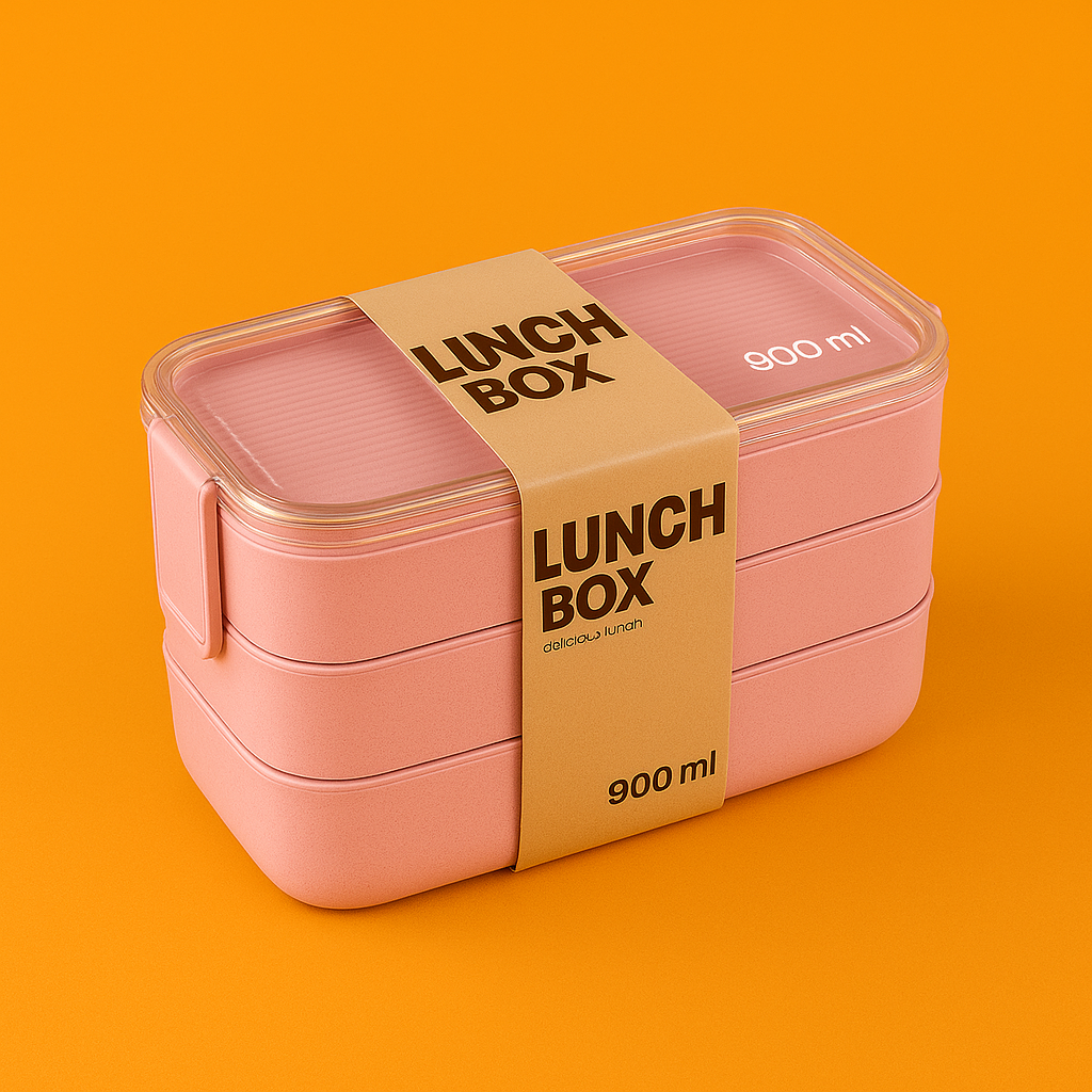 3-Layer Bento Lunch Box – 900ml Eco-Friendly Leakproof Food Container -NEW