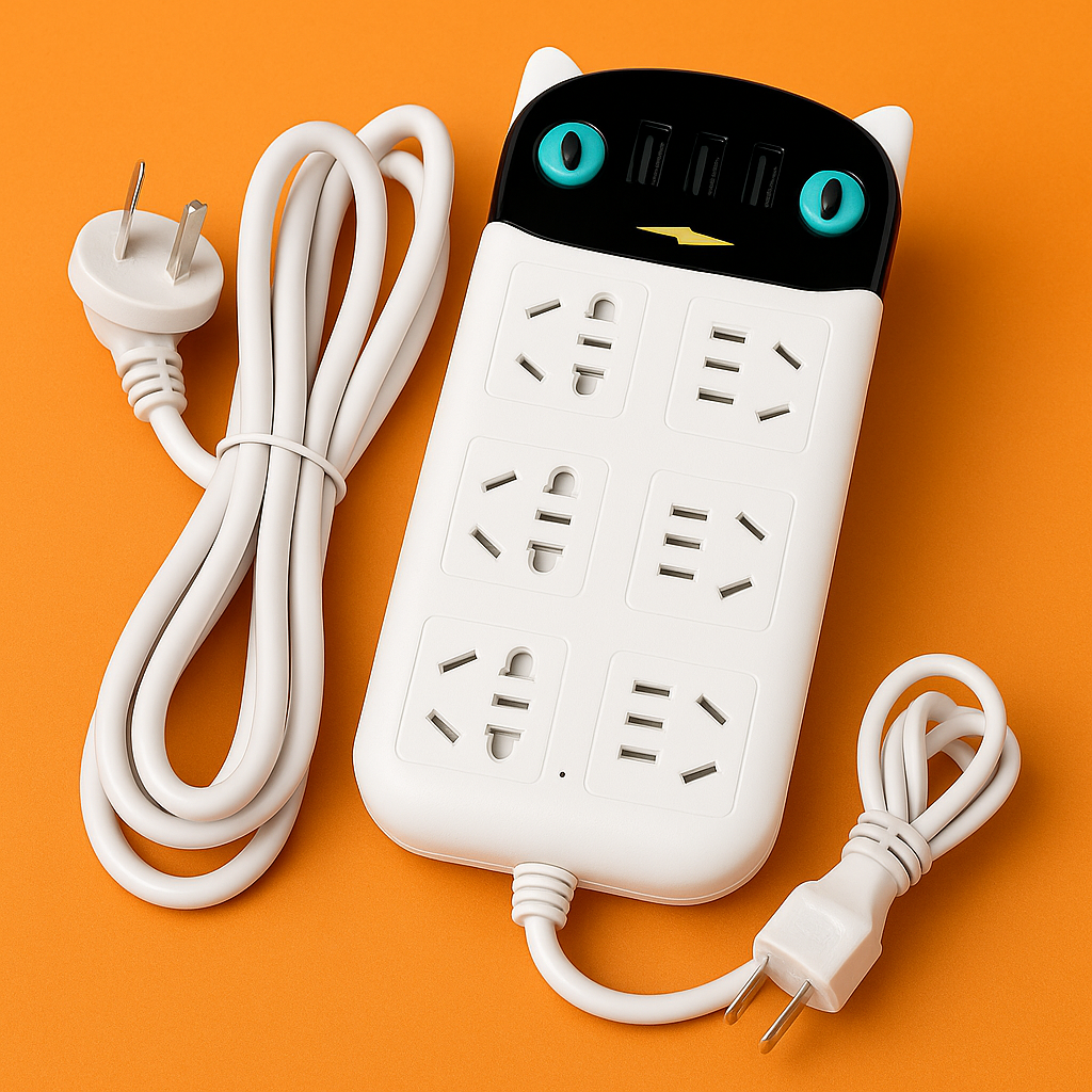 1.8M USB Charging Power Board – 6 Way Outlets + USB Ports-NEW