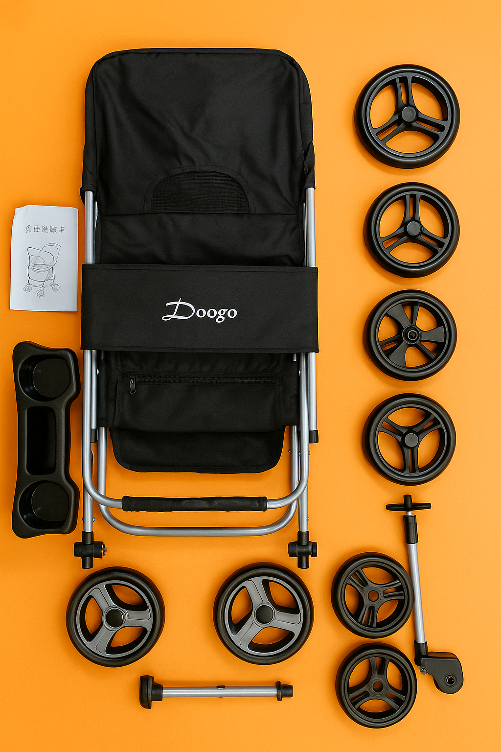 Pet Stroller Dog Cat Carrier – Foldable 4-Wheel Pushchair with Storage Basket -NEW