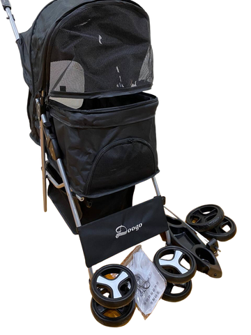 Pet Stroller Dog Cat Cage Carrier Travel Pushchair Foldable Pram 4 Wheels