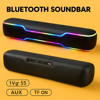 Bluetooth RGB Gaming Soundbar 20W Stereo Speaker with FM/TF/USB/AUX-NEW