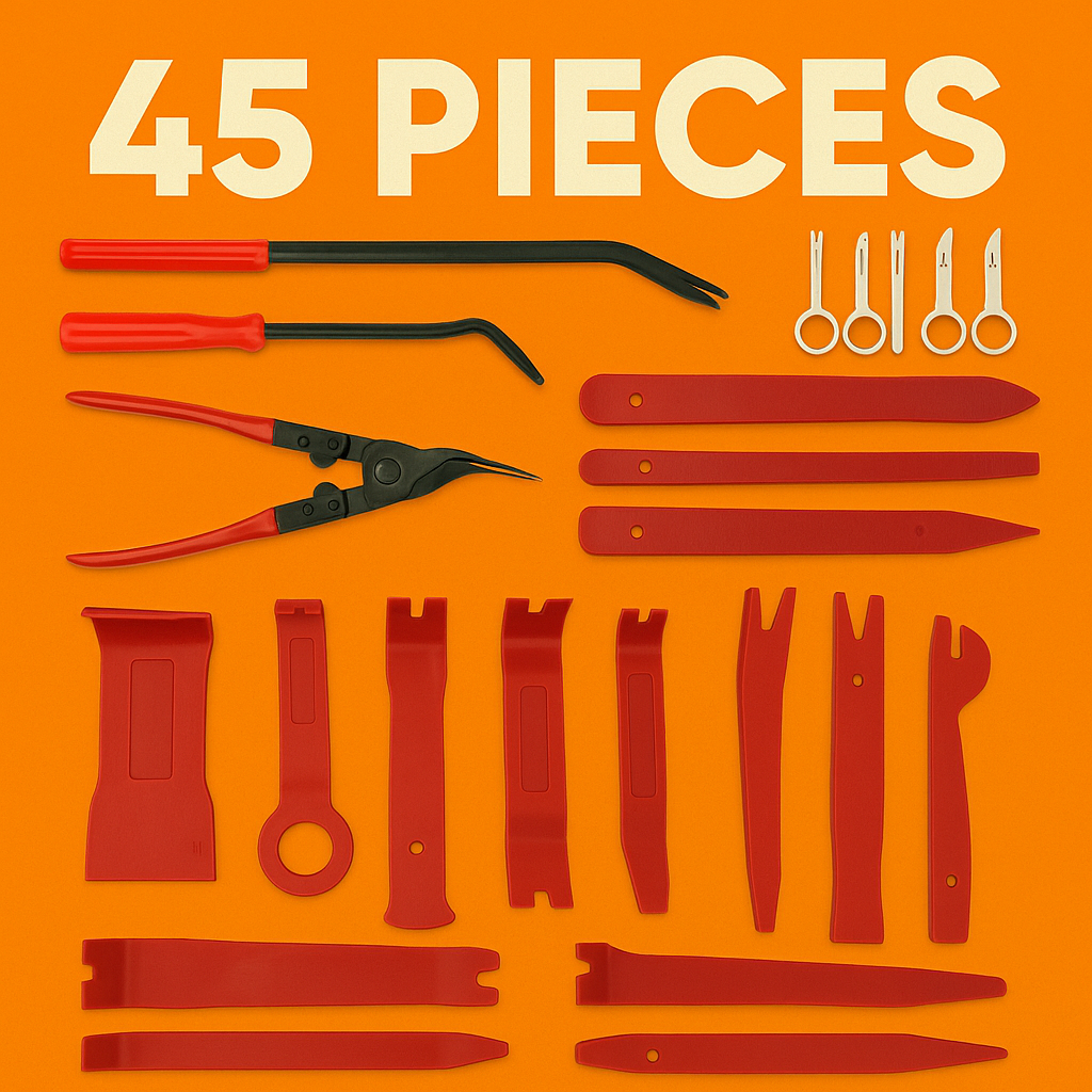 45PCS Car Trim Removal Tool Kit – Auto Interior Pry Bar, Dash, Door Panel Set -New