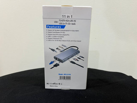 11 in 1 Laptop Docking Station Type-C HUB HDMI HD 4K USB 3.0 VGA PD SD /TF