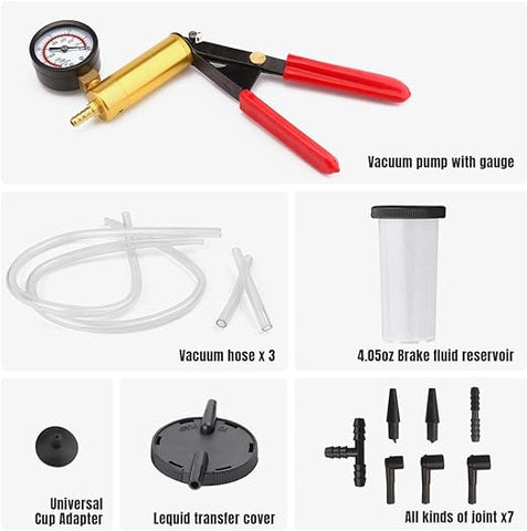 Brake Vacuum Motorbike Pump Hand Bleeding Bleeder Tester Kit Car Set Held Bleed