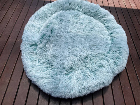 Pet Dog Calming Bed Warm Soft Plush Round Comfy Sleeping Washable GREEN