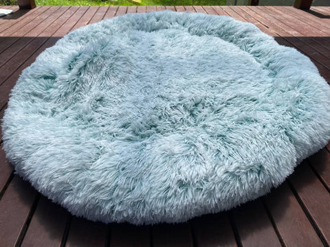 Pet Dog Calming Bed Warm Soft Plush Round Comfy Sleeping Washable GREEN