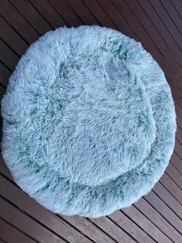 Pet Dog Calming Bed Warm Soft Plush Round Comfy Sleeping Washable GREEN