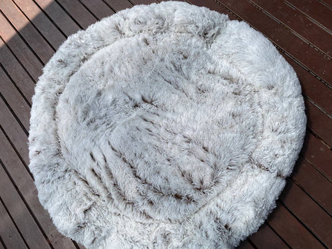 Dog Calming Bed Warm Soft Plush Round Comfy Sleeping Kennel Cave Washable