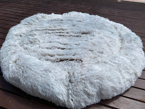Dog Calming Bed Warm Soft Plush Round Comfy Sleeping Kennel Cave Washable