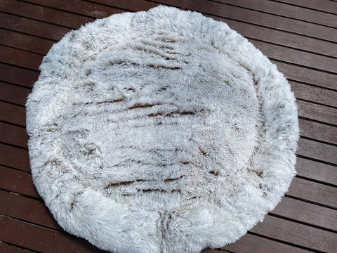 Dog Calming Bed Warm Soft Plush Round Comfy Sleeping Kennel Cave Washable