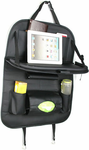 Foldable Car Back Seat Organiser Leather Storage Bag Table Tray Cup Holder