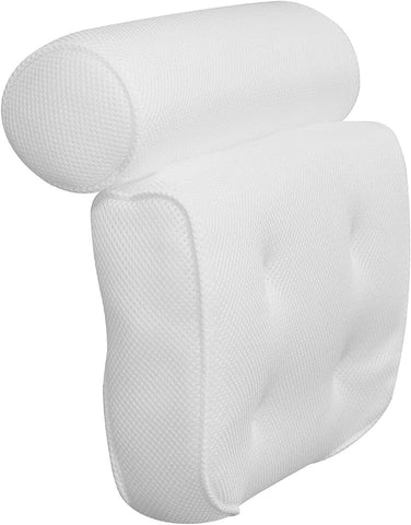 3D Mesh Bath Pillow Breathable Bathtub Cushion Neck Back Support Suction Cup Spa