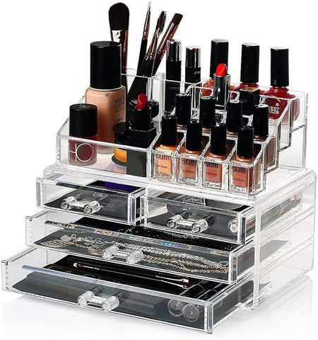 Cosmetic 4 Clear Drawer Acrylic Box Organizer Storage Jewellery Makeup Holder