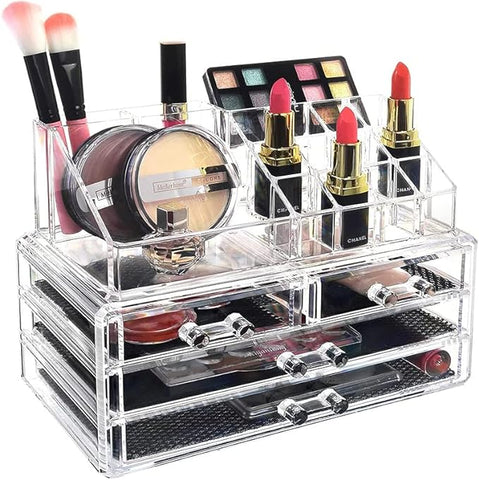 Cosmetic 4 Clear Drawer Acrylic Box Organizer Storage Jewellery Makeup Holder