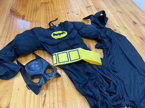Kids Muscle Batman Superhero Cosplay Costume With Mask Party Carnival Props