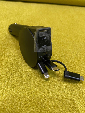 3-in-1 60W Retractable Fast Charging Car USB Charger Power For iPhone Android AU
