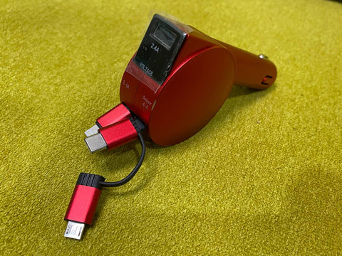 3-in-1 60W Retractable Fast Charging Car USB Charger Power For iPhone Android AU