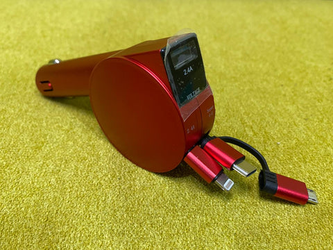 3-in-1 60W Retractable Fast Charging Car USB Charger Power For iPhone Android AU