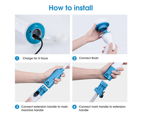 New Turbo Spin Scrub Mop Bath Cleaning Brush High Floor Scrubber Hurricane Home
