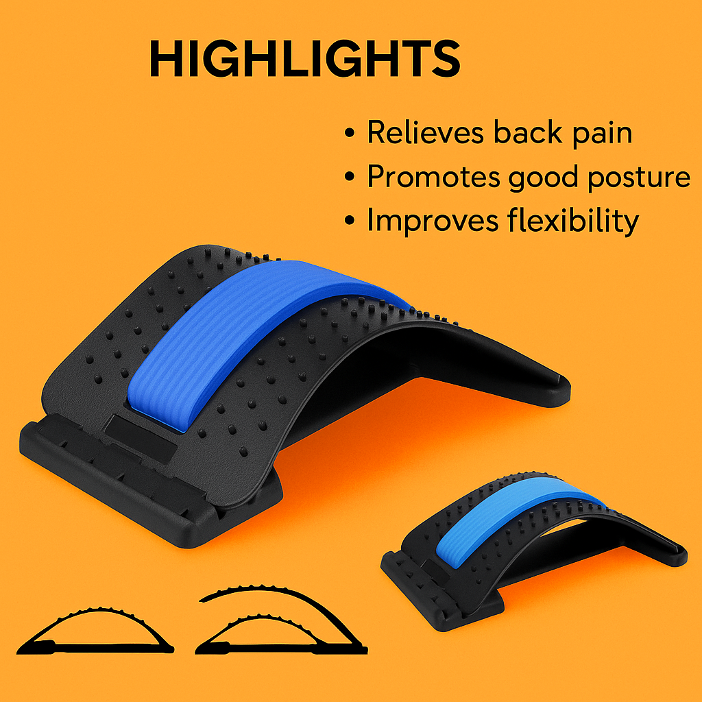 Back Massager Stretcher Fitness Lumbar Support Waist Spine Pain Relief AU -NEW